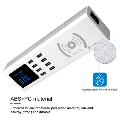 Φορτιστής Σταθμός Sunshine SS-309WD QI, 40W, 2.4A, 8 x USB-A, Λευκό
