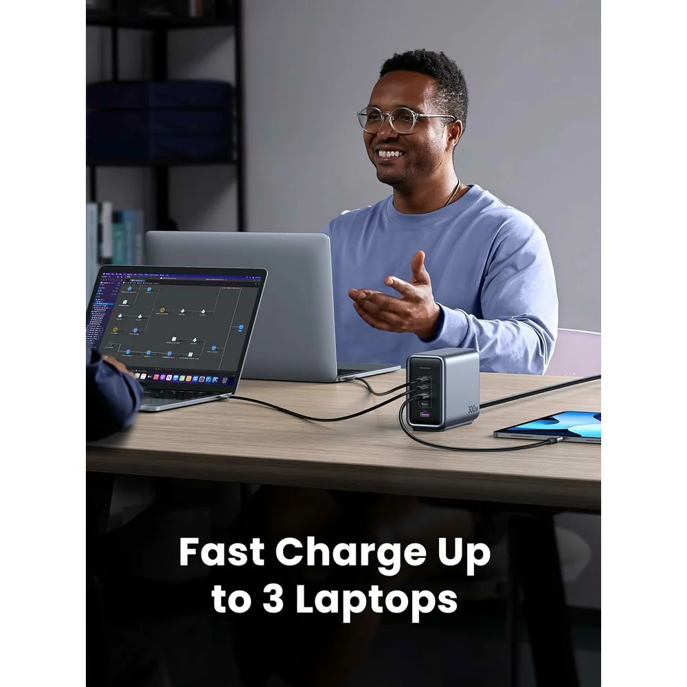Φορτιστής Σταθμός UGREEN CD333 Nexode, 300W, 5A, 1 x USB-A - 4 x USB-C, Γκρι, Ανακατασκευασμένο