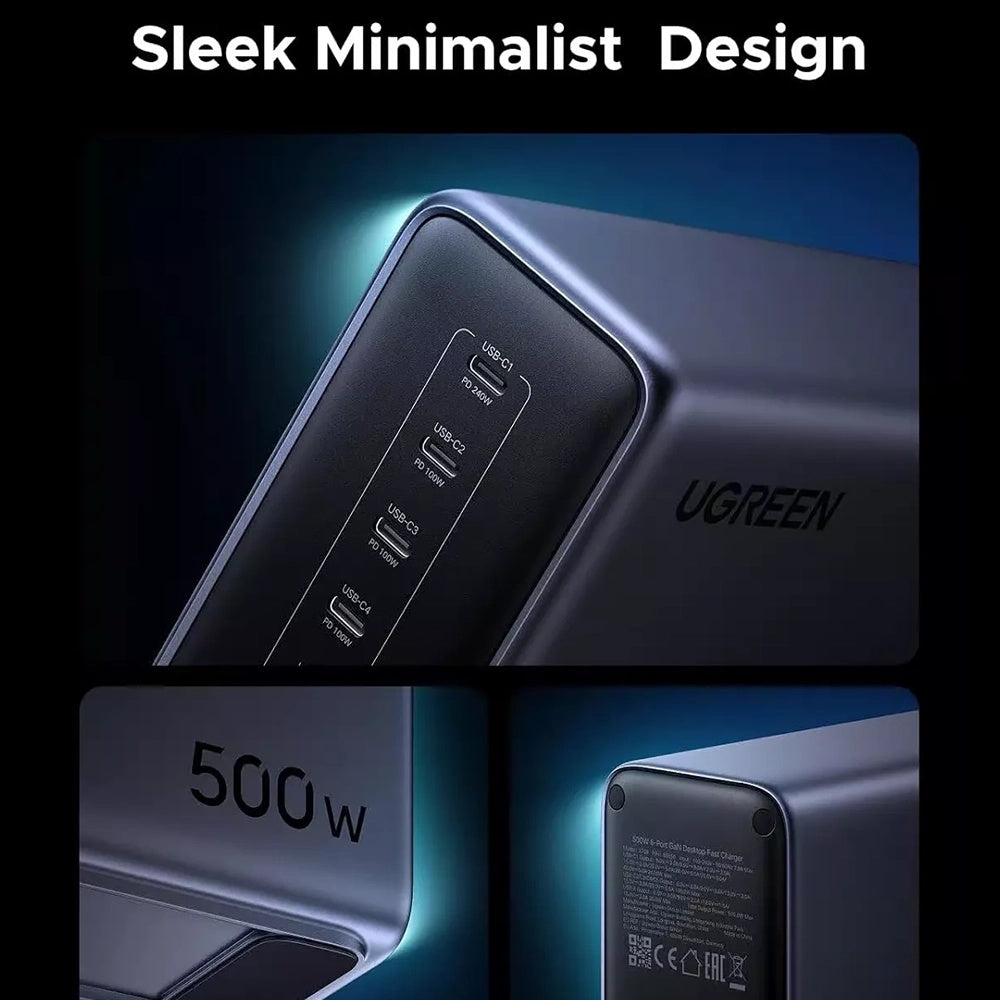 Φορτιστής Σταθμός UGREEN Nexode X759 (55550B), 500W, 5A, 1 x USB-A - 5 x USB-C, Γκρι