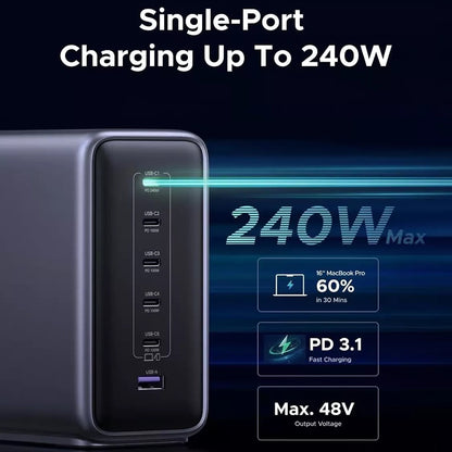 Φορτιστής Σταθμός UGREEN Nexode X759 (55550B), 500W, 5A, 1 x USB-A - 5 x USB-C, Γκρι