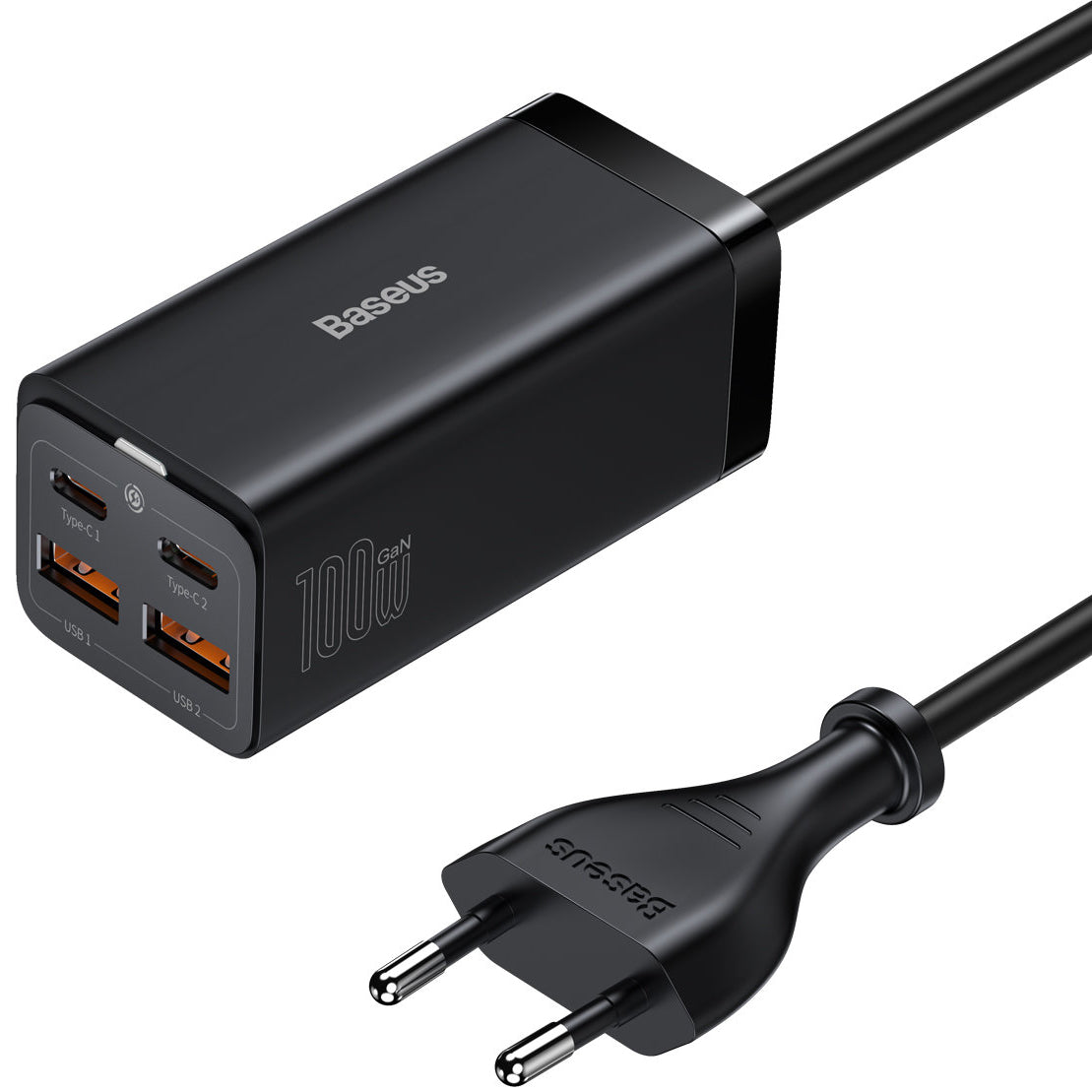Φορτιστής Σταθμός USB-C Baseus GaN3 Pro, 100W, 5A, 2 x USB-A - 2 x USB-C, Μαύρο, Επανασυσκευασμένο CCGP000101