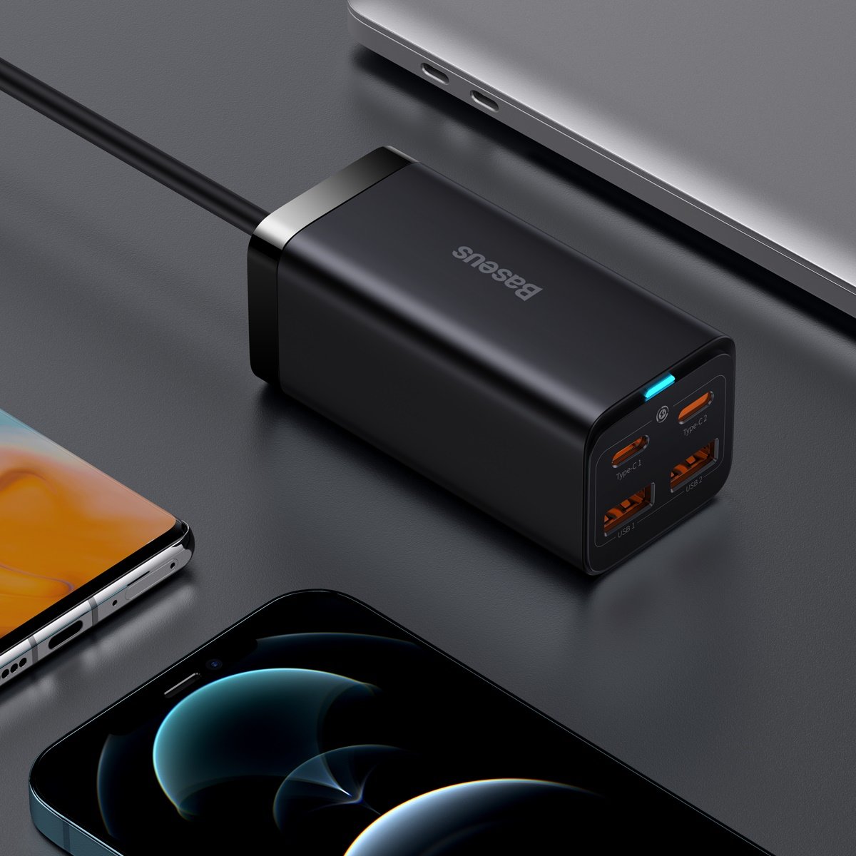 Φορτιστής Σταθμός USB-C Baseus GaN3 Pro, 100W, 5A, 2 x USB-A - 2 x USB-C, Μαύρο, Επανασυσκευασμένο CCGP000101