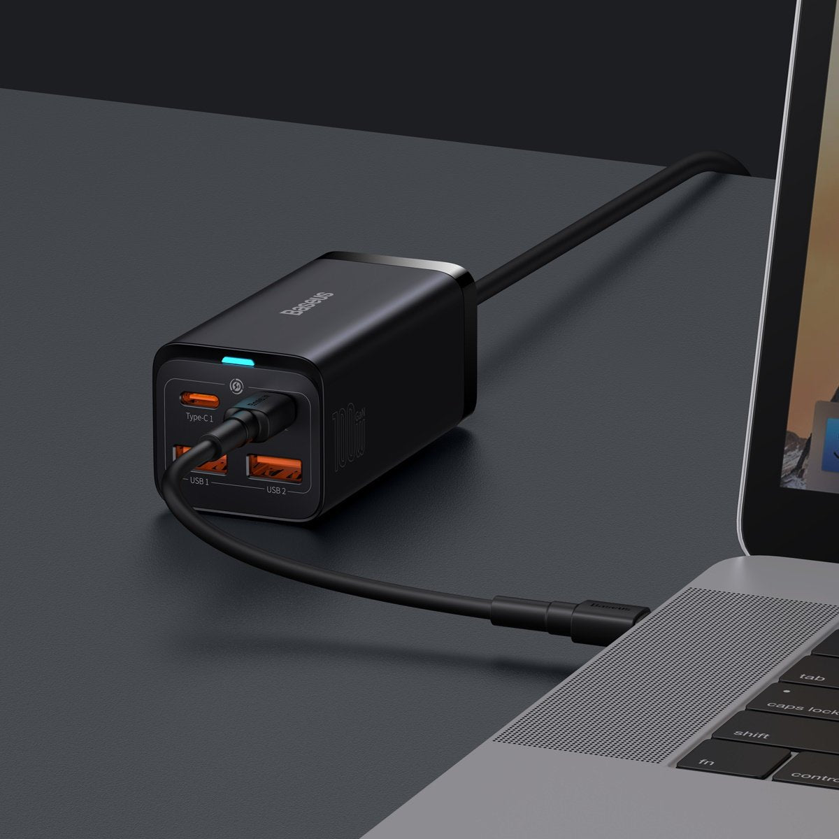 Φορτιστής Σταθμός USB-C Baseus GaN3 Pro, 100W, 5A, 2 x USB-A - 2 x USB-C, Μαύρο, Επανασυσκευασμένο CCGP000101