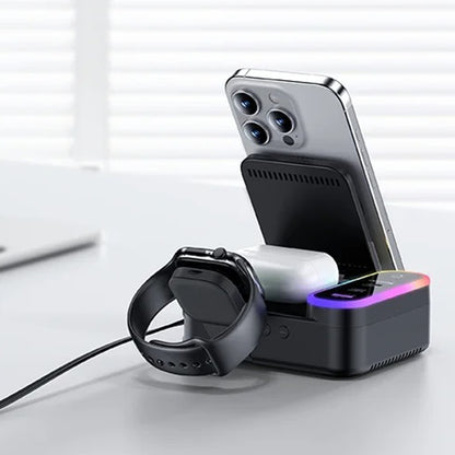 Φορτιστής Σταθμός Yesido DS38 Display QI 3in1, 65W, 3A, 1 x USB-A - 2 x USB-C, Μαύρο