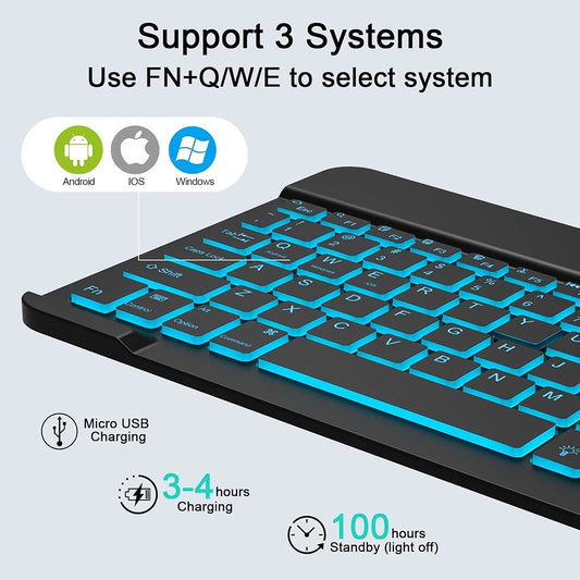Techsuit AirCombo WKM1 Wireless Keyboard Mouse Kit, BT / Wi-Fi, Black