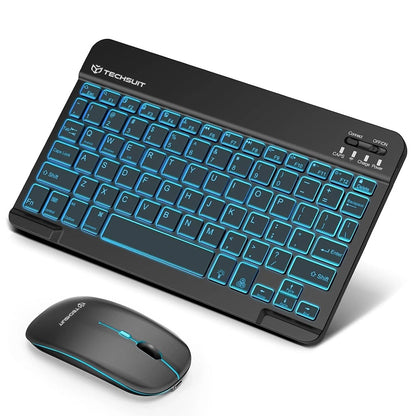 Techsuit AirCombo WKM1 Wireless Keyboard Mouse Kit, BT / Wi-Fi, Black