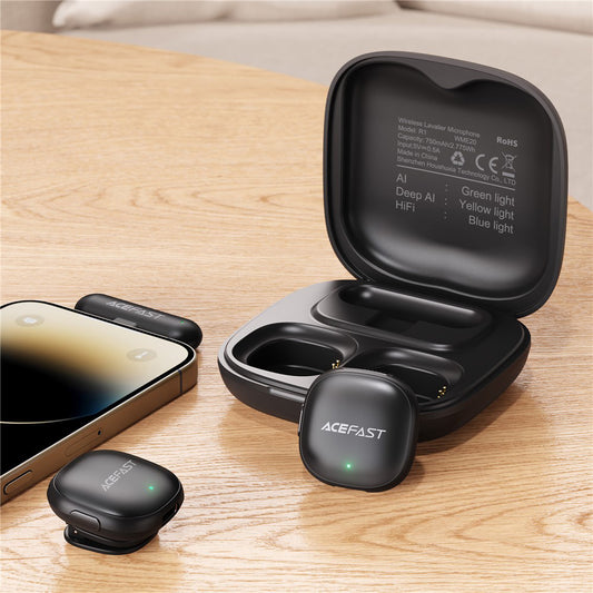 Λαβαλιέρα Acefast R1, Lightning, Σετ 2 τεμαχίων, Μαύρη