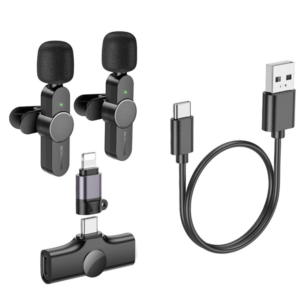 Λαβαλιέρα Borofone BFK12 Trophy, USB-C / Lightning, Σετ 2 τεμαχίων, Μαύρο
