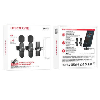 Λαβαλιέρα Borofone BFK12 Trophy, USB-C / Lightning, Σετ 2 τεμαχίων, Μαύρο