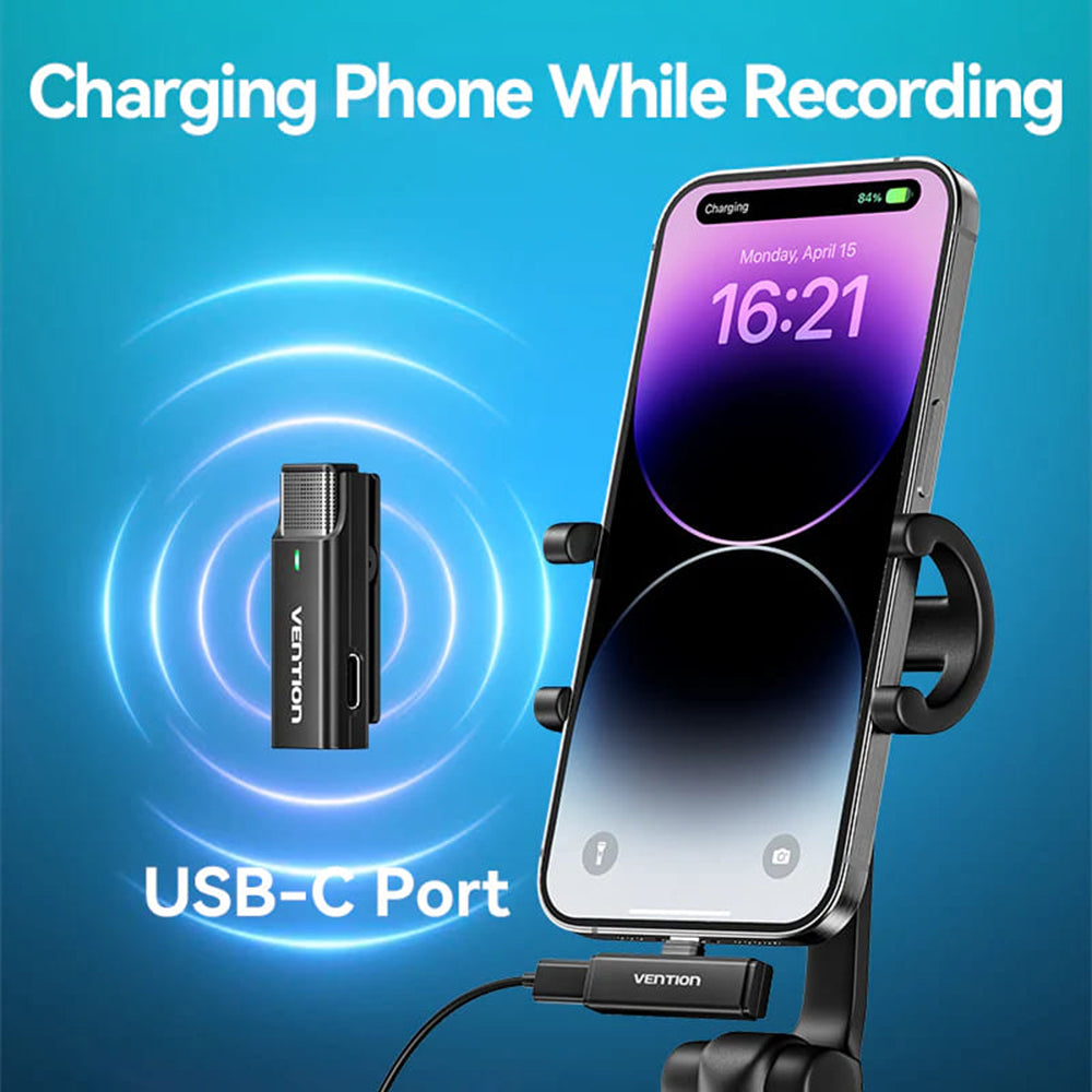 Lavaliera Vention Clip-On, USB-C, Σετ 2 τεμαχίων, Μαύρη