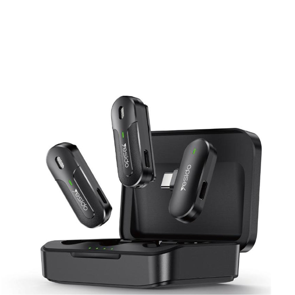 Lavaliera Yesido KR17, USB-C, Σετ 2 τεμαχίων, Μαύρη