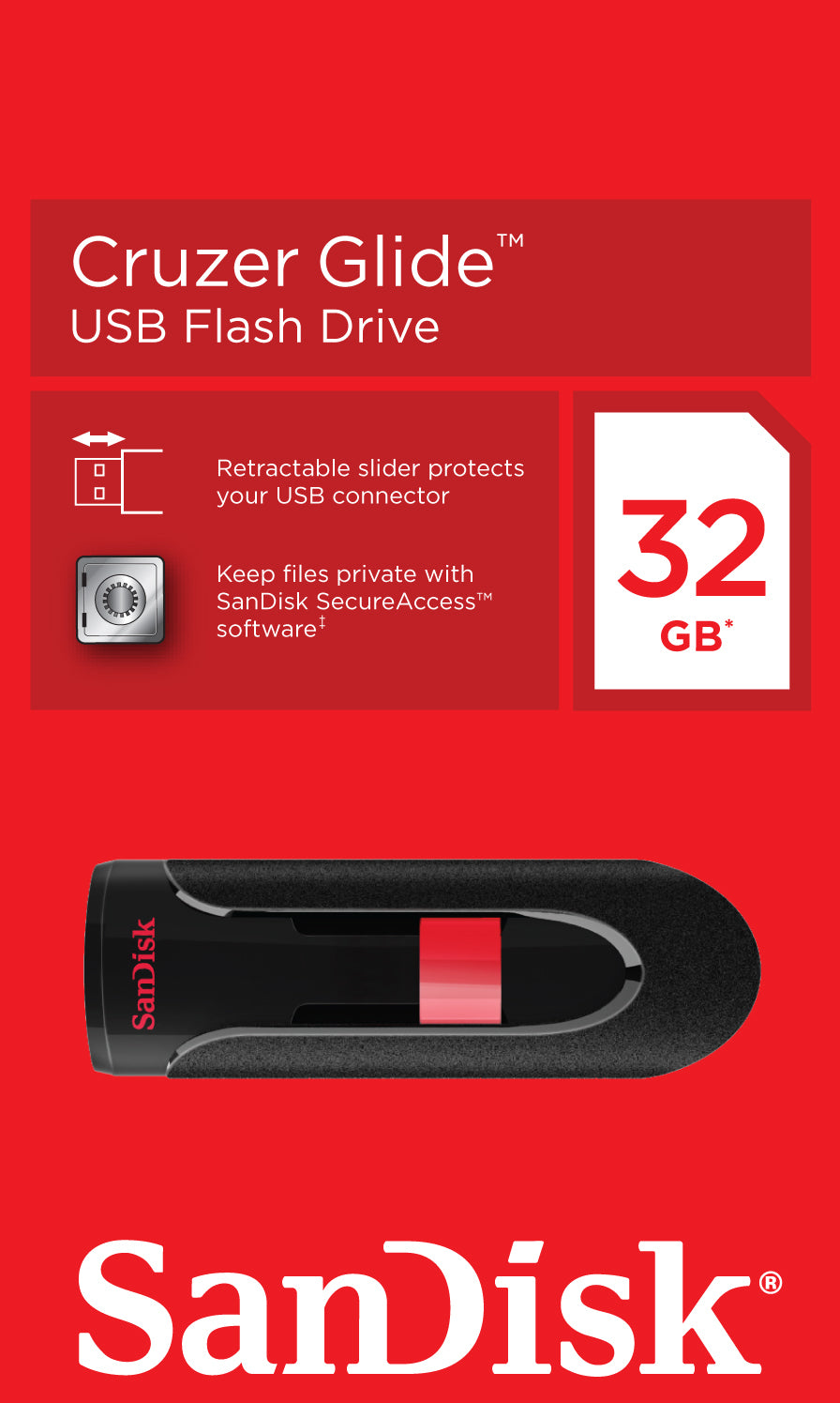 Εξωτερική Μνήμη USB-A SanDisk Cruzer Glide, 32Gb SDCZ60-032G-B35