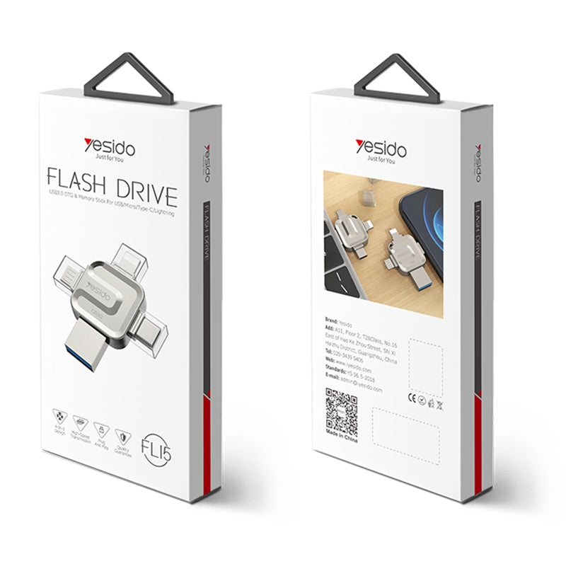 Εξωτερική Μνήμη USB-A 3.0 / Lightning / USB-C / microUSB Yesido FL15, 64Gb