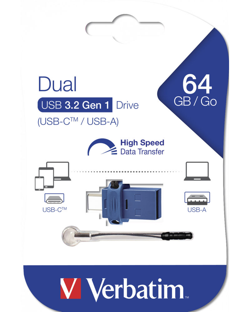 External Memory USB-A 3.0 / USB-C Verbatim StoreNGo, 64Gb 49967