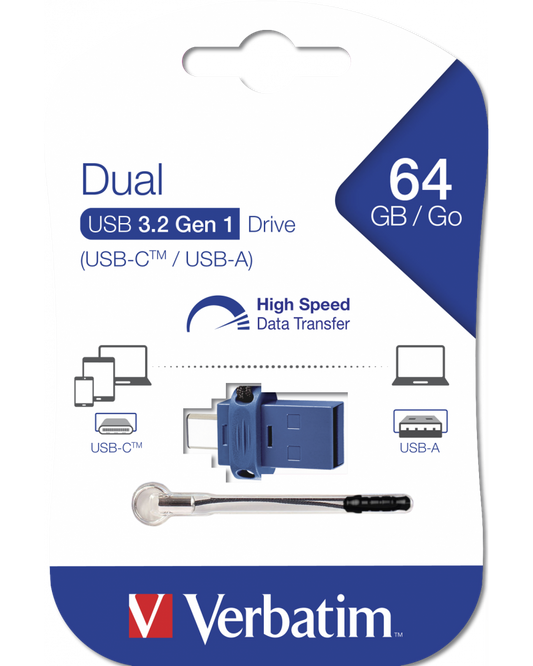 Εξωτερική Μνήμη USB-A 3.0 / USB-C Verbatim StoreNGo, 64Gb 49967