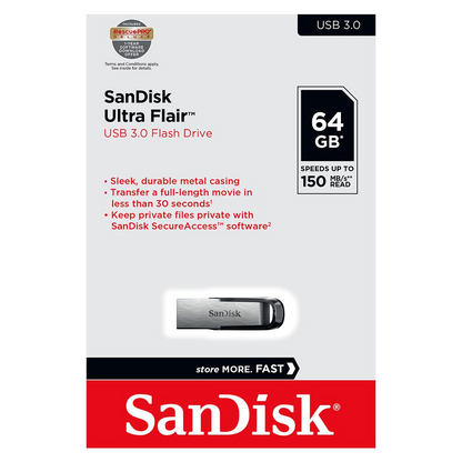 External Memory USB-A 3.0 SanDisk Ultra Flair, 64GB SDCZ73-064G-G46