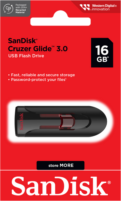 Εξωτερική Μνήμη USB-A 3.0 SanDisk Cruzer Glide, 16Gb SDCZ600-016G-G35