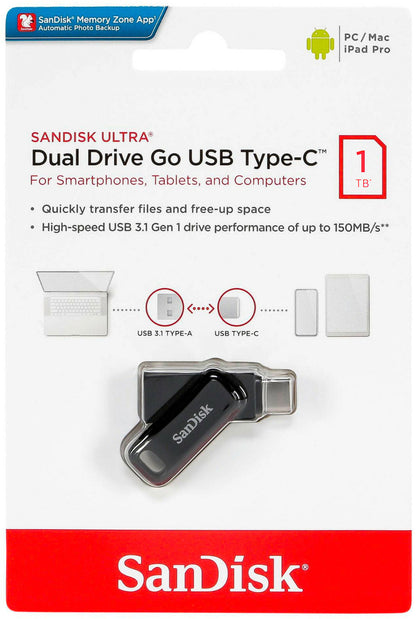 External Memory USB-A 3.2 / USB-C SanDisk Ultra Dual Go, 1TB SDDDC3-1T00-G46