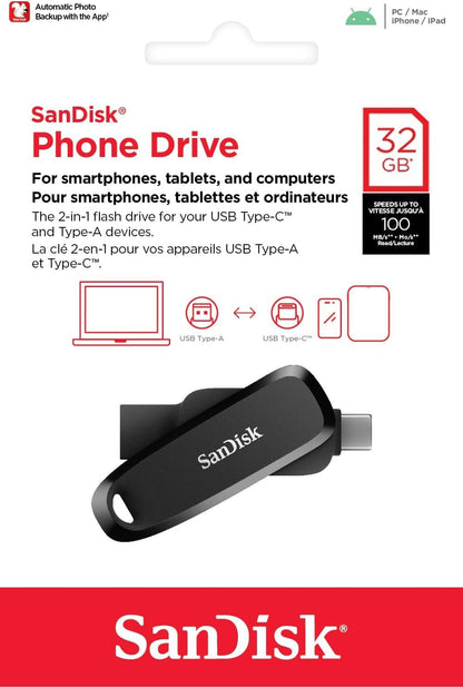 Εξωτερική Μνήμη USB-A 3.2 / USB-C SanDisk Phone Drive, 32Gb SDDDC6-032G-G46