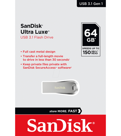 Εξωτερική Μνήμη USB-A 3.2 SanDisk Ultra Luxe, 64Gb SDCZ74-064G-G46
