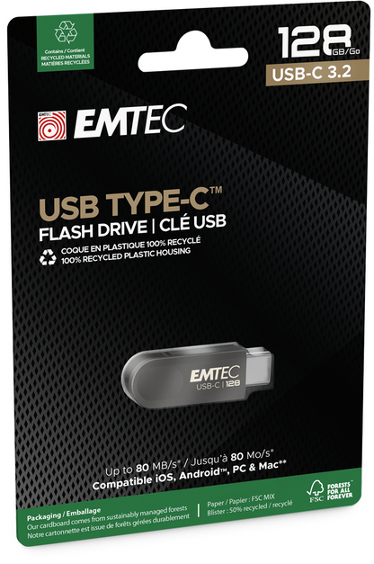 Εξωτερική Μνήμη USB-C Emtec C280 Single, 128Gb ECMMD128GC2
