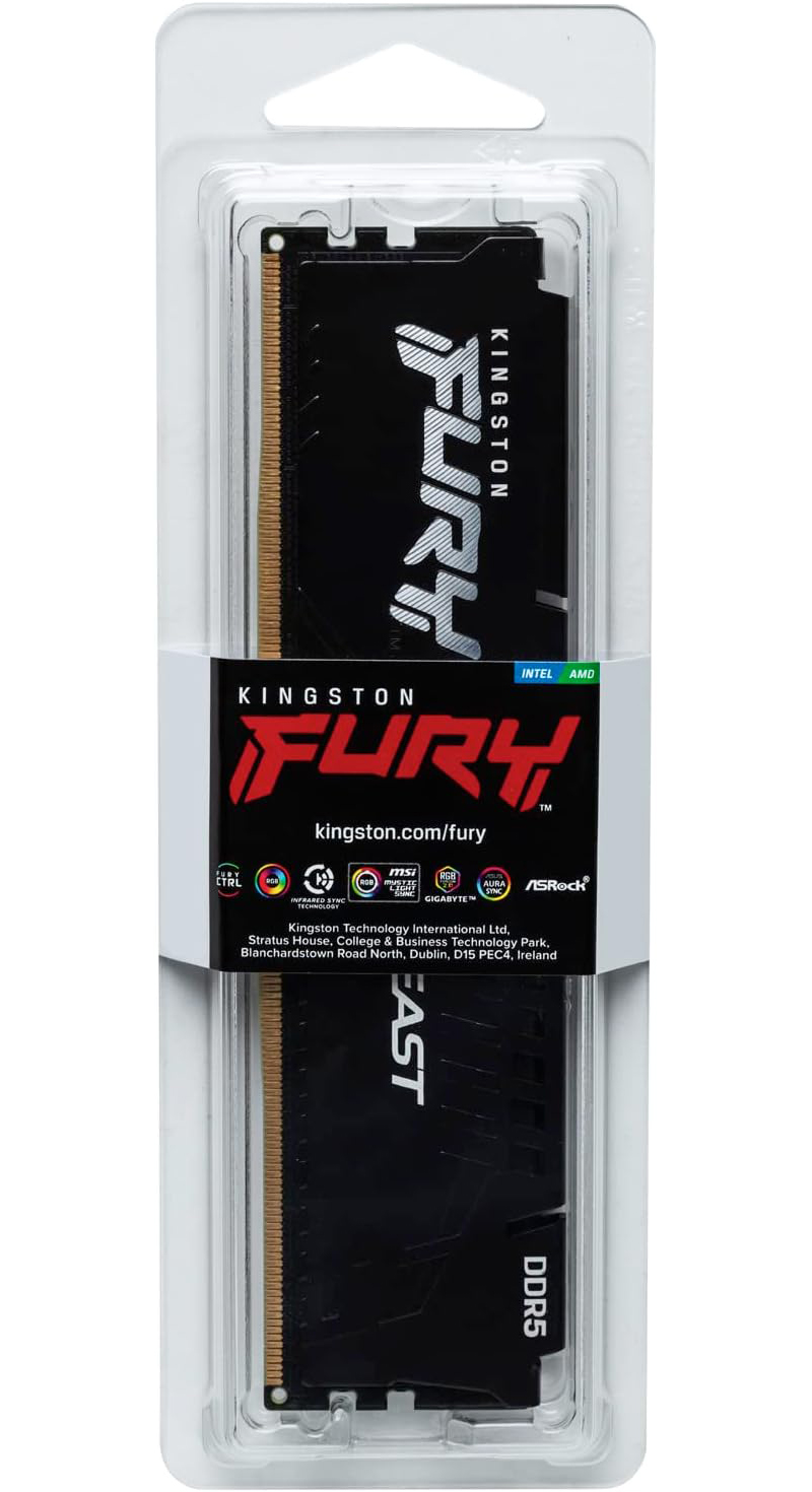 Μνήμη RAM Kingston Fury Beast, DDR5, 8GB, 5600Mhz, Επανασφραγισμένη KF556C40BB-8