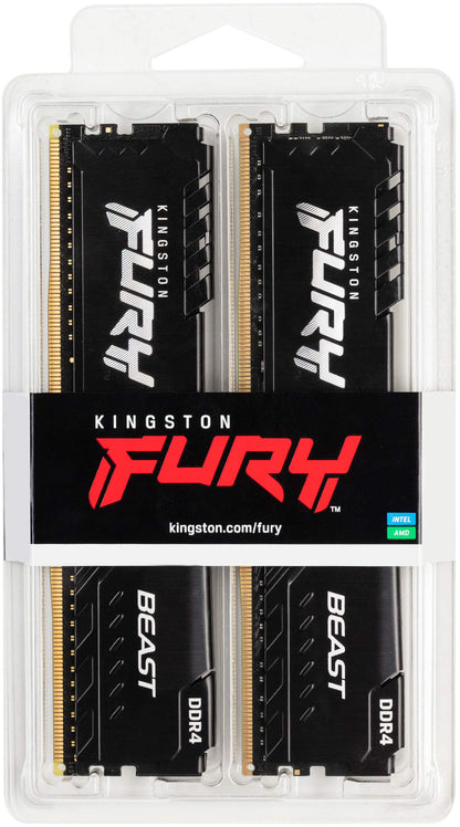 Μνήμη RAM Kingston Fury Beast, DDR4, 2 x 16GB, 3200MHz KF432C16BBK2/32