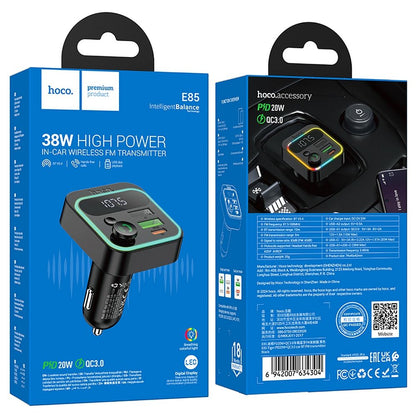 Modulator FM Bluetooth HOCO E85, 2 x USB-A - 1 x USB-C