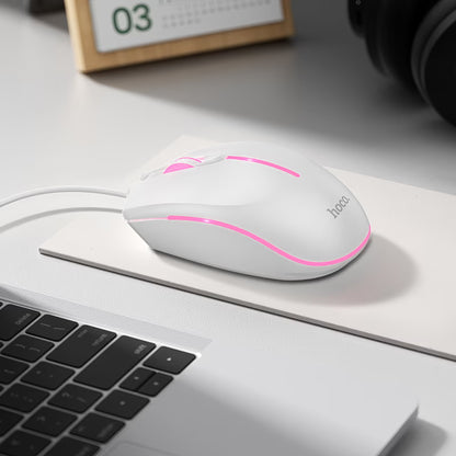 Wired USB Gaming Mouse HOCO GM37, RGB, 2400DPI, White