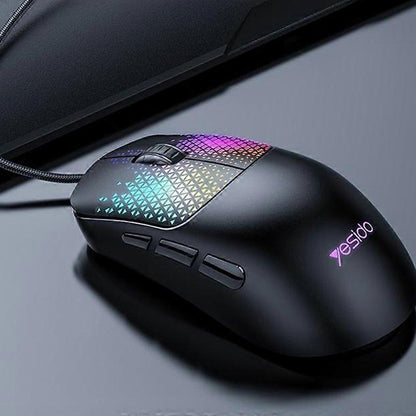 Mouse Gaming Wired USB Yesido KB32, RGB, 7200DPI, Μαύρο