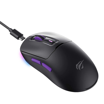 Ασύρματο Gaming Mouse HAVIT MS969WB, RGB, 1000DPI - 16000DPI, BT / Wi-Fi / Ενσύρματο, Μαύρο