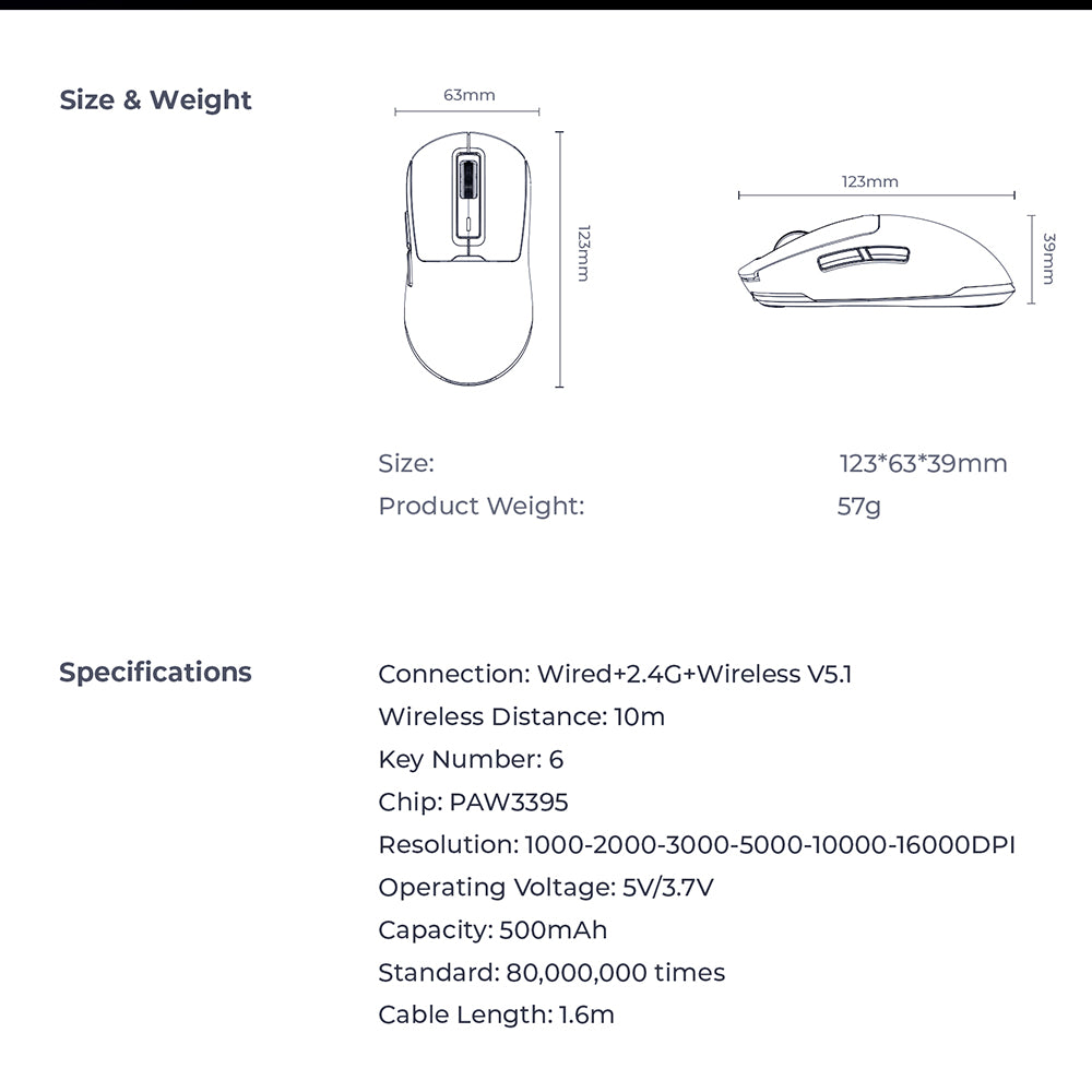 Ασύρματο Ποντίκι Gaming HAVIT MS969WB, RGB, 1000DPI - 16000DPI, Μαύρο