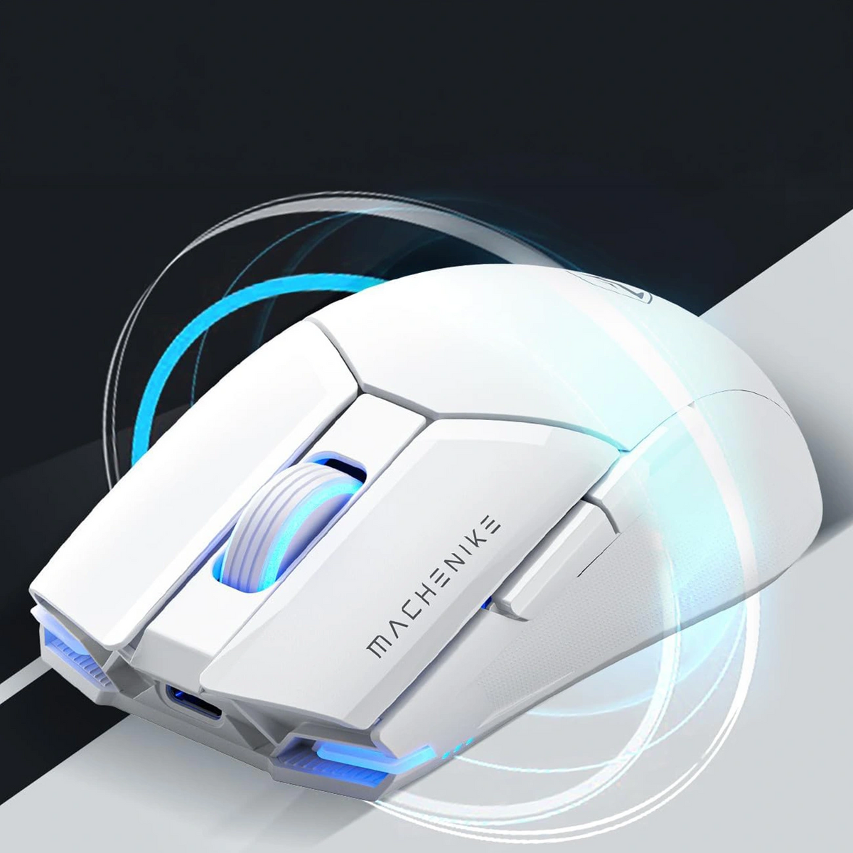 Ασύρματο Gaming Ποντίκι Machenike M7 Pro, RGB, 1000DPI - 26000DPI, Λευκό