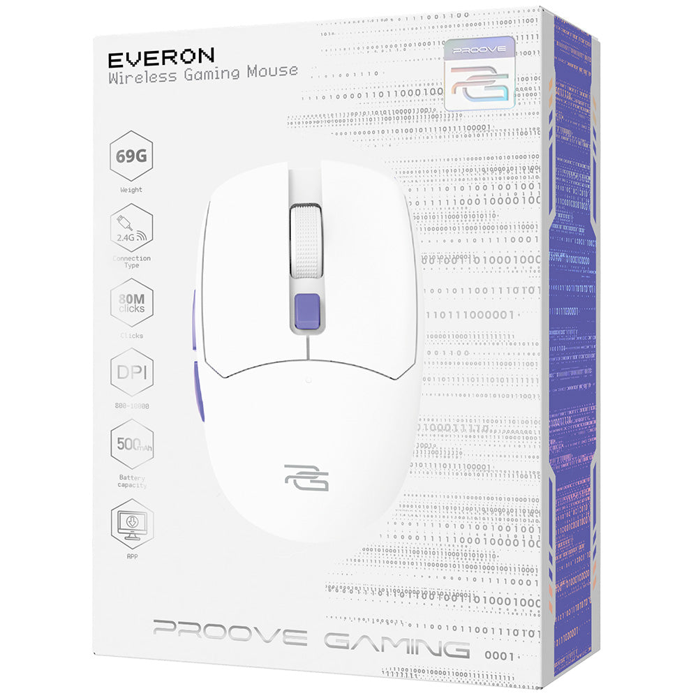 Mouse Gaming Wireless Proove Everon, 800DPI - 10000DPI, Λευκό WMEV00022002