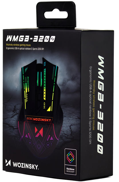 Ασύρματο Gaming Ποντίκι WZK WMGB-3200, 3200DPI, RGB, Μαύρο
