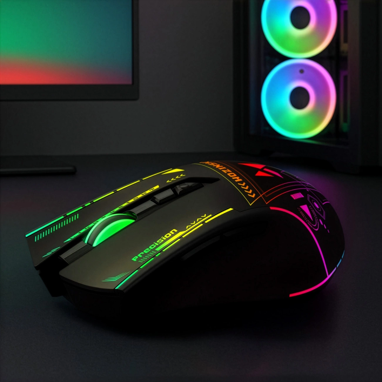 Ασύρματο Gaming Ποντίκι WZK WMGB-3200, 3200DPI, RGB, Μαύρο