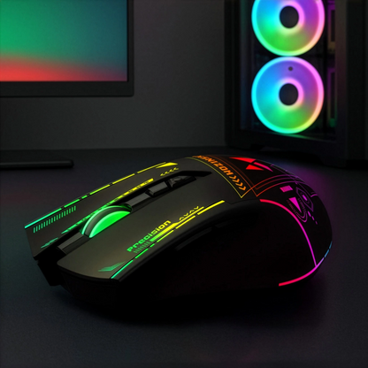 Ασύρματο Gaming Ποντίκι WZK WMGB-3200, 3200DPI, RGB, Μαύρο