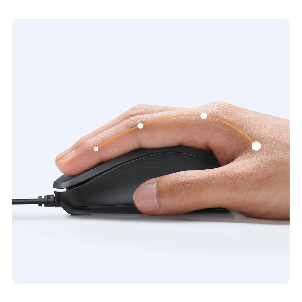 Mouse Wired USB UGREEN MU007, 1200DPI, 1.5m, Μαύρο