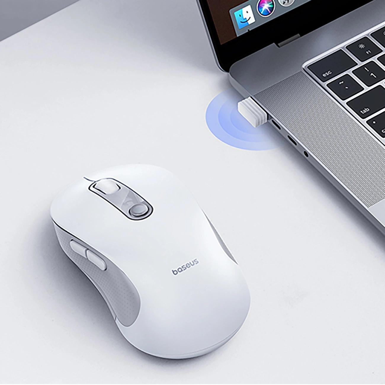 Mouse Wireless Baseus F02, 1600DPI, BT / Wi-Fi, Λευκό B0203302