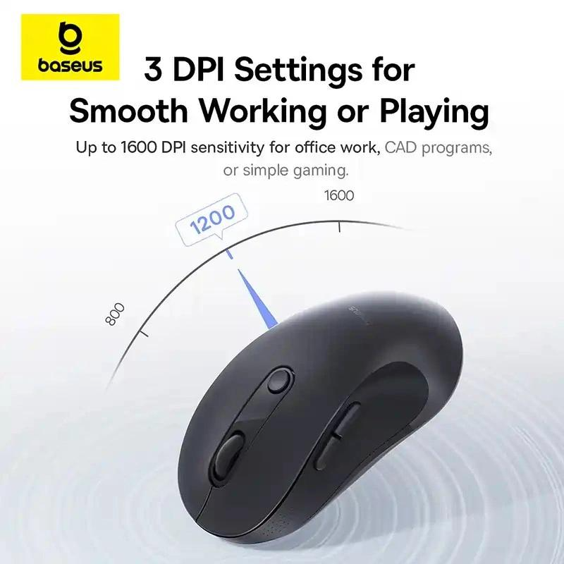 Mouse Wireless Baseus F02, 1600DPI, BT / Wi-Fi, Μαύρο B0203203