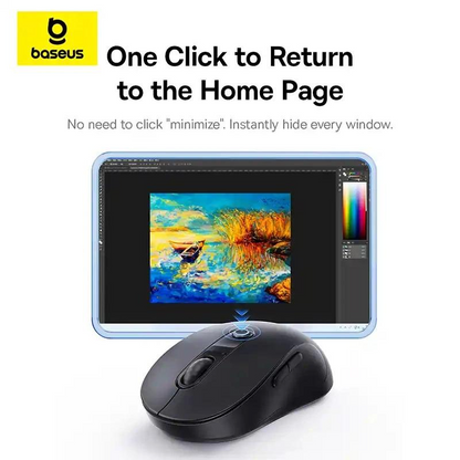 Mouse Wireless Baseus F02, 1600DPI, BT / Wi-Fi, Μαύρο B0203203