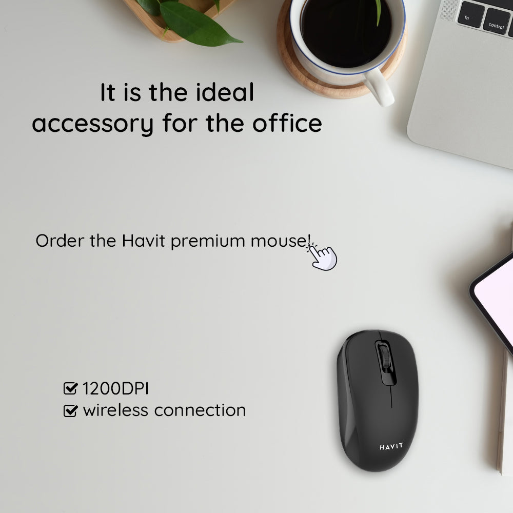 Mouse Wireless HAVIT MS626GT, 1200DPI, Μαύρο Γκρι