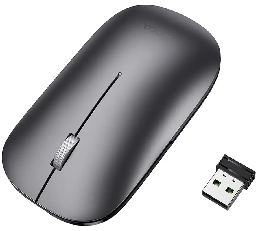 Wireless Mouse HOCO GM43, 1600DPI, BT / Wi-Fi, Gray