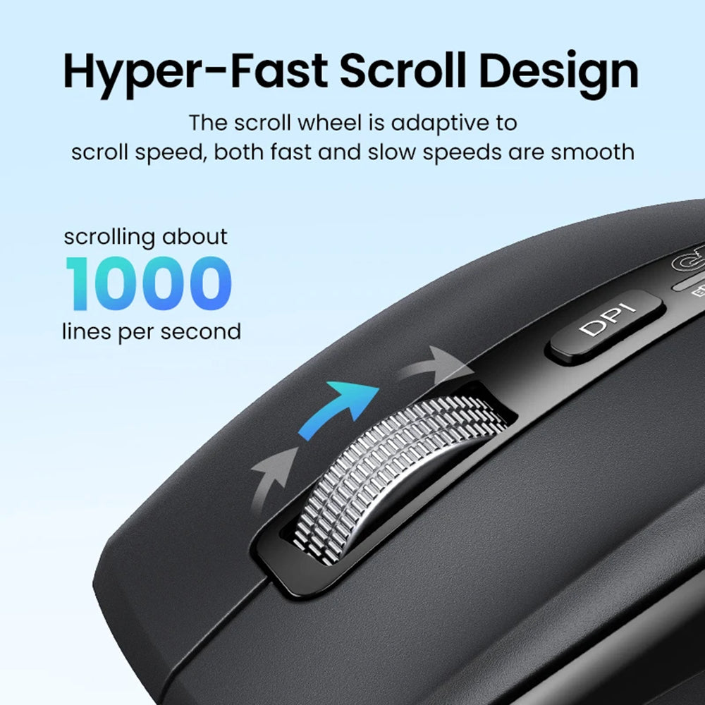 UGREEN M751 Wireless Mouse, 5000DPI, BT / Wi-Fi, Black