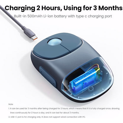 Mouse Wireless UGREEN MU102 FUN+, 4000DPI, BT / Wi-Fi, Μπλε