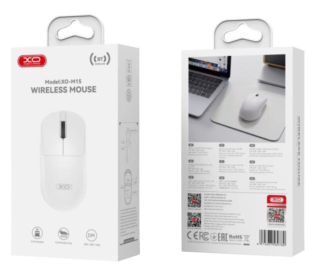 Ποντίκι Ασύρματο XO Design M15, 1600DPI, BT / Wi-Fi, Λευκό