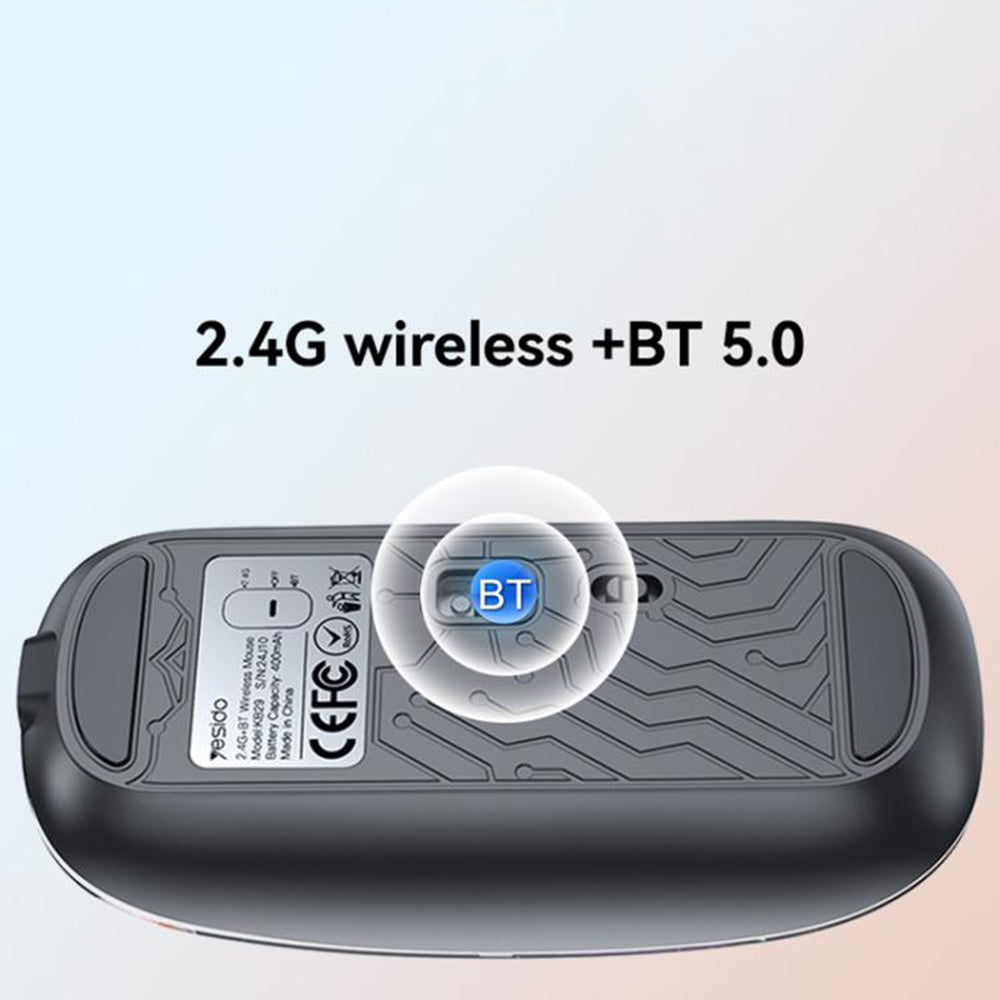 Ασύρματο Ποντίκι Yesido KB29, 800DPI - 1600DPI, BT / Wi-Fi, Μαύρο