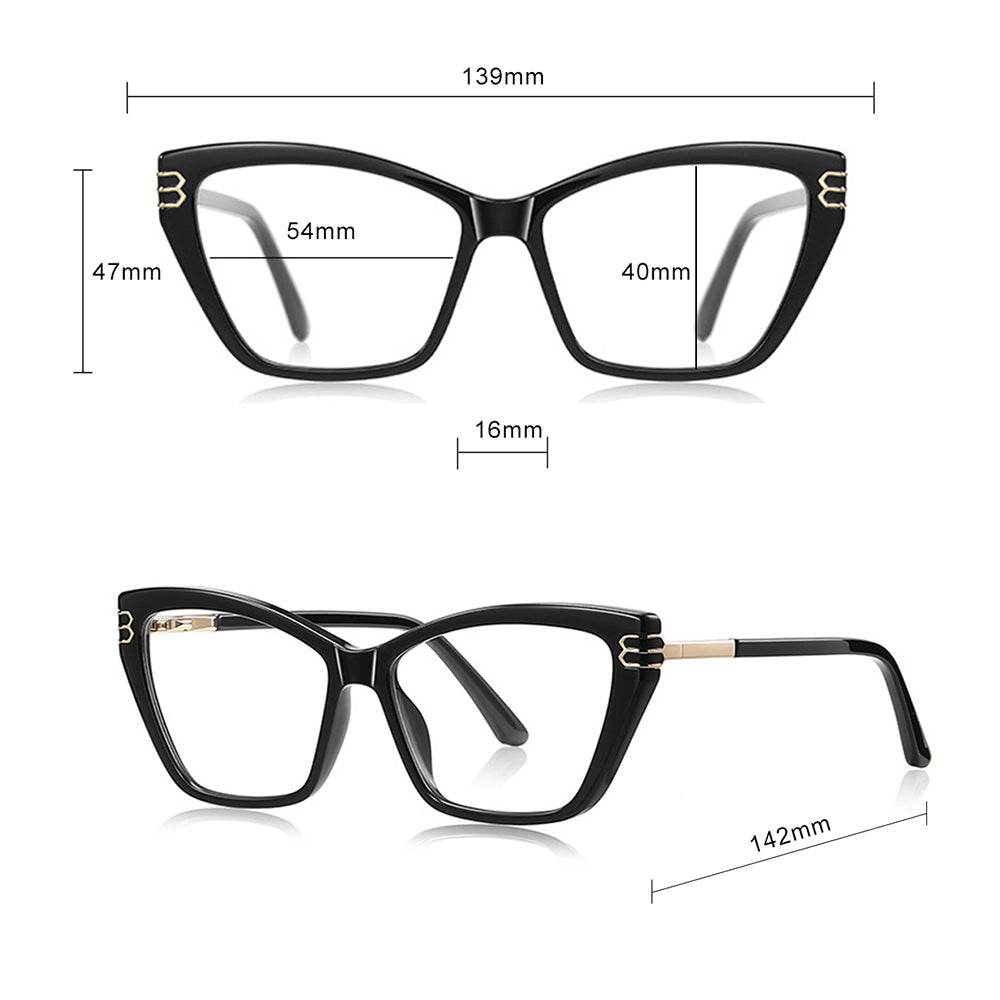 Techsuit 2262 Women's Computer Glasses, Anti-Blue Light, Black