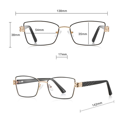 Techsuit 3171 Women's Computer Glasses, Anti-Blue Light, Black Gold