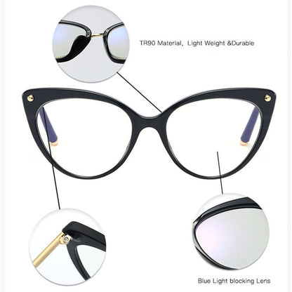 Techsuit Women's Computer Glasses F93308, Anti-Blue Light, Black
